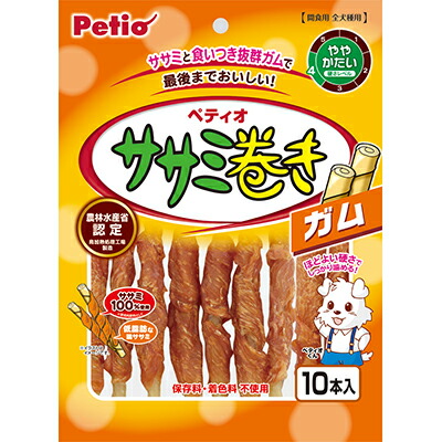 【ペティオ】ササミ巻き　ガム　１０本入 ☆ペット用品 ※お取り寄せ商品【賞味期限：3ヵ月以上】