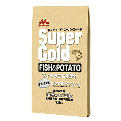 【森乳サンワールド】スーパーゴールド　フィッシュ＆ポテト子犬・成犬用　７．５ｋｇ ☆ペット用品 ※お取り寄せ商品【賞味期限：3ヵ月以上】