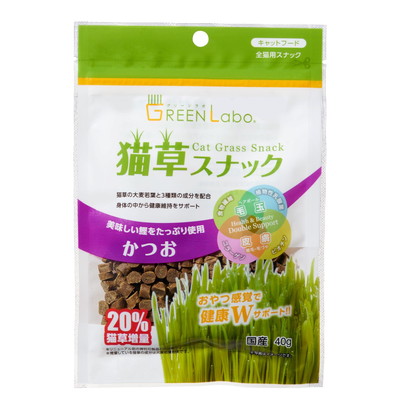 【エイムクリエイツ】GREEN Labo 猫草スナック かつお味 40g ☆ペット用品 ※お取り寄せ商品【賞味期限:3ヵ月以上】