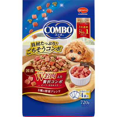 【日本ペットフード】コンボ Wお肉入り 贅沢コンボ 720g (180g×4袋) ☆ペット用品 ※お取り寄せ商品【賞味期限:3ヵ月以上】