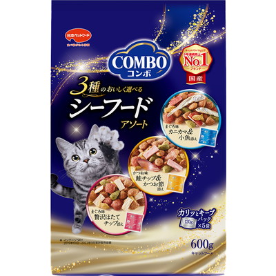 【日本ペットフード】コンボ キャット シーフードアソート 600g(120g×5袋) ☆ペット用品 ※お取り寄せ商品【賞味期限:3ヵ月以上】