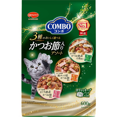 【日本ペットフード】コンボ キャット かつお節入りアソート 600g(120g×5袋) ☆ペット用品 ※お取り寄せ商品【賞味期限:3ヵ月以上】