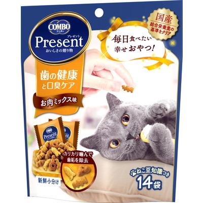 【日本ペットフード】コンボ プレゼント キャット おやつ 歯の健康と口臭ケア お肉ミックス味 42g ☆ペット用品 ※お取り寄せ商品【賞味期限:3ヵ月以上】