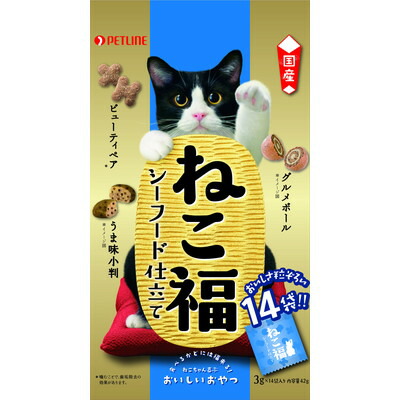 【ペットライン】ねこ福 シーフード仕立て 42g(3g×14袋) ☆ペット用品 ※お取り寄せ商品【賞味期限:3ヵ月以上】