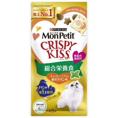 【ネスレ日本】モンプチ クリスピーキッス 総合栄養食 キャットニップ入り贅沢チキン味 24g(3g×8袋) ☆ペット用品 ※お取り寄せ商品【賞味期限:3ヵ月以上】