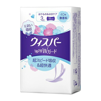 【P&G】ウィスパー 1枚2役Wガード 3cc 無香料 40枚入 ※お取り寄せ商品