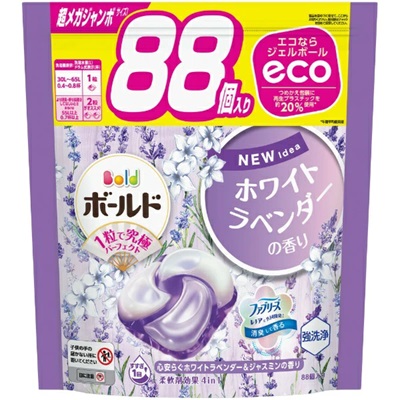 【P&G】ボールドジェルボール4D 心安らぐホワイトラベンダー&ジャスミンの香り つめかえ用 超メガジャンボサイズ 88個入