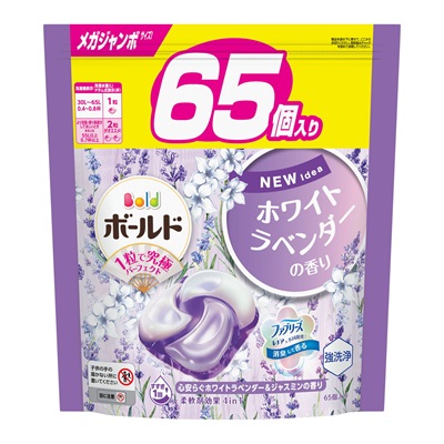 【P&G】ボールドジェルボール4D 心安らぐホワイトラベンダー&ジャスミンの香り つめかえ用 メガジャンボサイズ 65個入