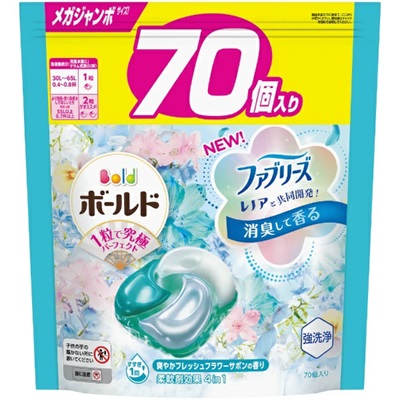 【P&G】ボールドジェルボール4D 爽やかフレッシュフラワーサボンの香り つめかえ用 メガジャンボサイズ 70個入