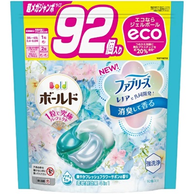 【P&G】ボールドジェルボール4D 爽やかフレッシュフラワーサボンの香り つめかえ用 超メガジャンボサイズ 92個入