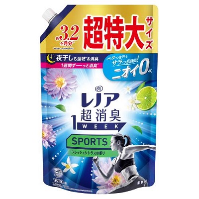 【P&G】レノア 超消臭1WEEK SPORTS フレッシュシトラスの香りつめかえ用超特大サイズ 1280ml