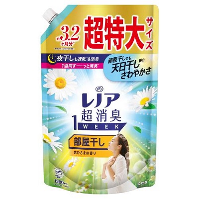 【P&G】レノア 超消臭1WEEK 部屋干し おひさまの香り つめかえ用 超特大サイズ 1280ml