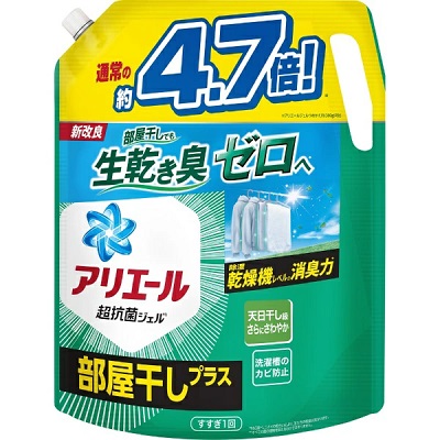 【P&G】アリエールジェル 部屋干しプラス つめかえ用 超ウルトラジャンボサイズ 1.81kg