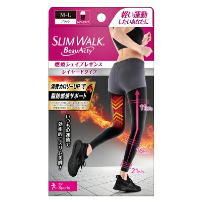【ピップ】スリムウォーク　Beau-Acty　燃焼シェイプレギンス　ブラック　M-Lサイズ ※お取り寄せ商品