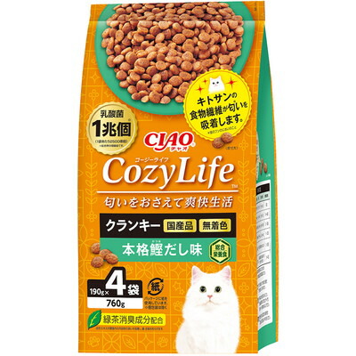 【いなばペットフード】CIAO　CozyLife　クランキー　本格鰹だし味　760g(190g×4袋) ☆ペット用品 ※お取り寄せ商品【賞味期限:3ヵ月以上】