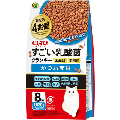 【いなばペットフード】CIAO　すごい乳酸菌クランキー　かつお節味　190g×8袋 ☆ペット用品 ※お取り寄せ商品【賞味期限:3ヵ月以上】