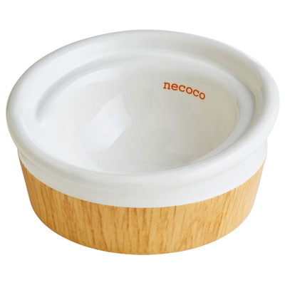【ペティオ】necoco　食べやすい　木目調　陶器食器　ドライフード向き　1個 ☆ペット用品 ※お取り寄せ商品