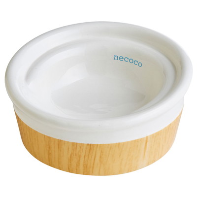 【ペティオ】necoco　食べやすい　木目調　陶器食器　ウエットフード向き　1個 ☆ペット用品 ※お取り寄せ商品