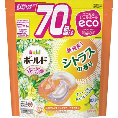 【P&G】ボールド　ジェルボール4D　心弾けるシトラス&ヴァーベナの香り　つめかえ用　超メガジャンボサイズ　70個入 ※お取り寄せ商品