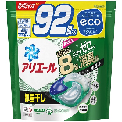 【P&G】アリエール　ジェルボール　4D　部屋干し用　つめかえ用　超メガジャンボサイズ　92個入 ※お取り寄せ商品